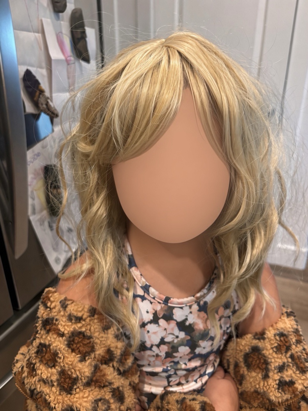 Blonde Wavy Synthetic Wig with Bangs